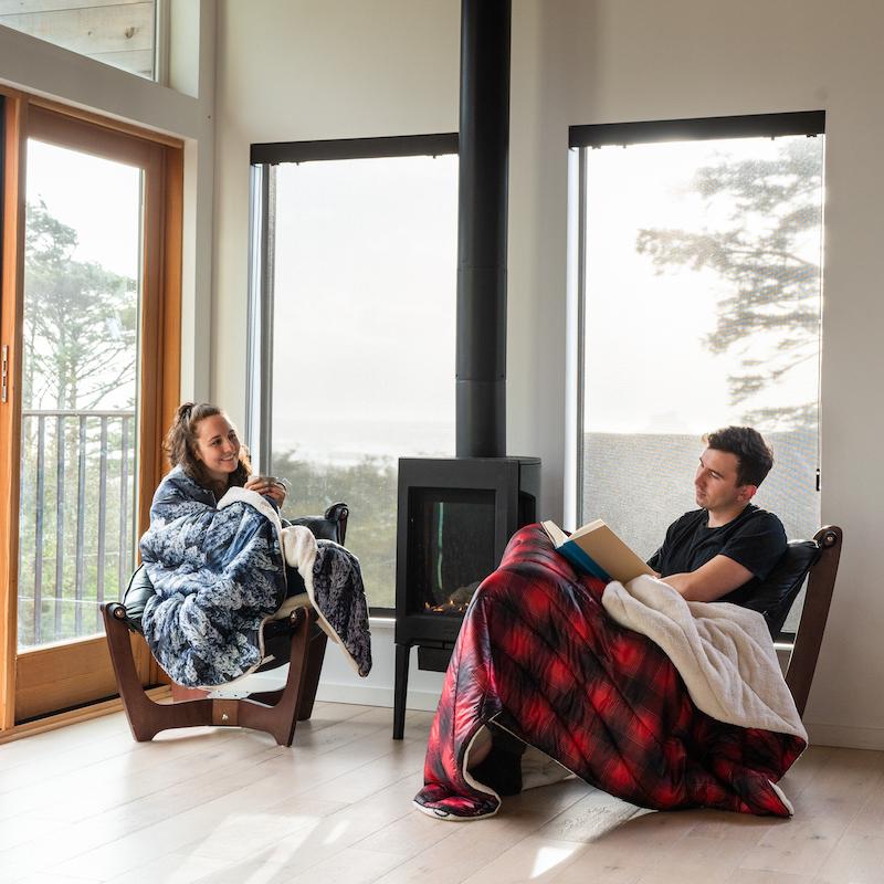Sherpa Puffy Blanket - Ombre Plaid