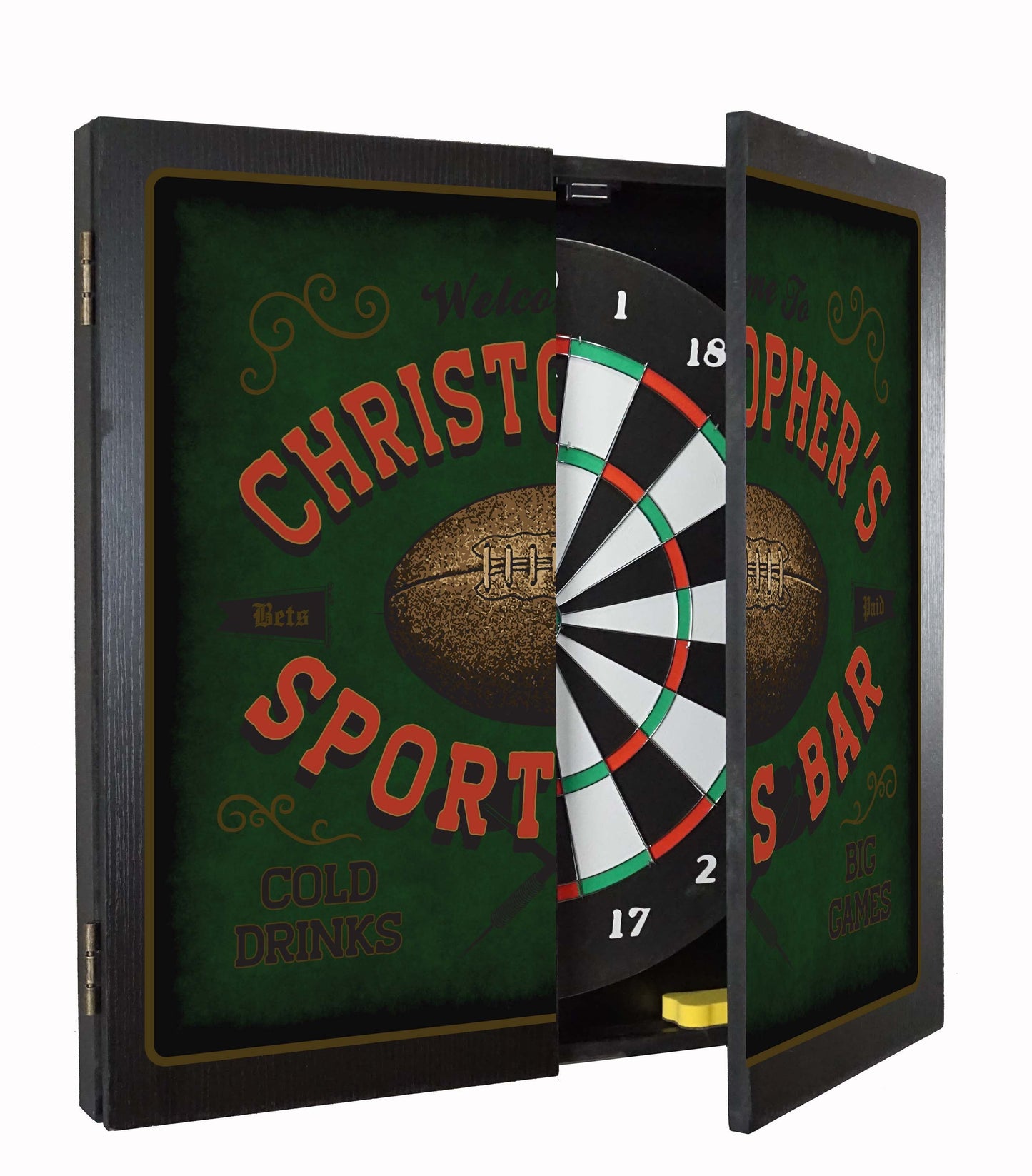 Personalized Football Dartboard & Cabinet Set