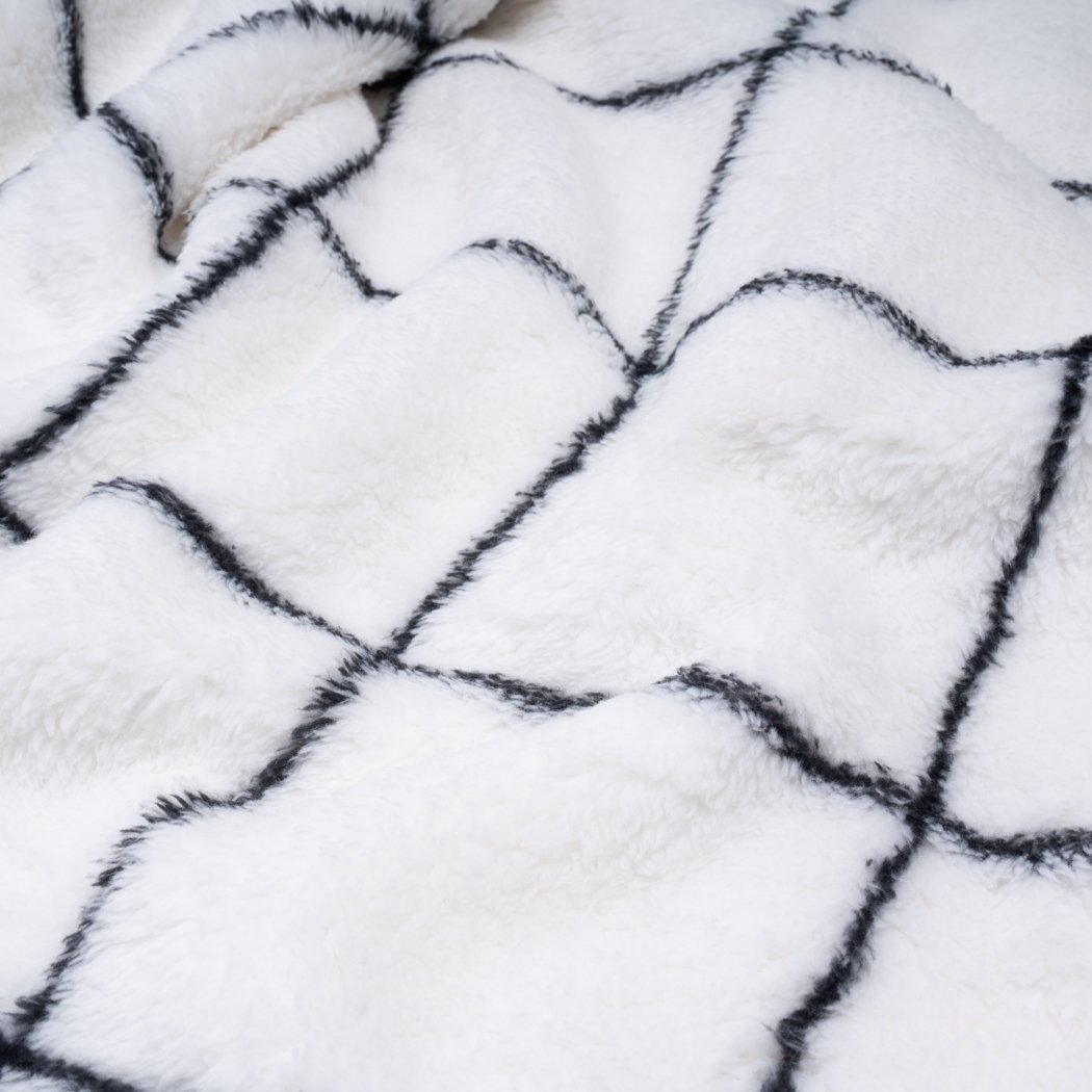 Sherpa Fleece Blanket - Window Pane Slate